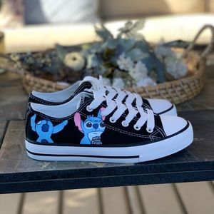 Lilo & Stitch Shoes Custom Hand Painted Canvas Sneakers Low Top Black